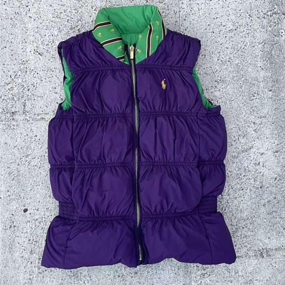 Ralph Lauren Girl Kid Vest Reversible Green/ Purple Sleeveless Jacket Sz L 12-14 - Picture 6 of 11
